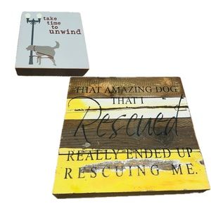 2 Pictures Perfect Dog 🐶 Lovers & Rescue Momma Wooden Wall Art